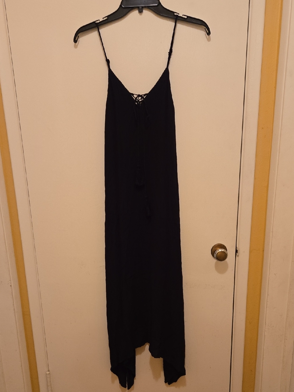 Ambiance Black Spaghetti Strap Maxi Dress with Tie Front